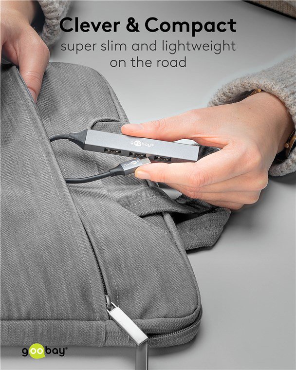 GOOBAY USB hub 74457, 4x θυρών, USB 3.2, 5Gbps, USB-C σύνδεση, γκρι - Image 7