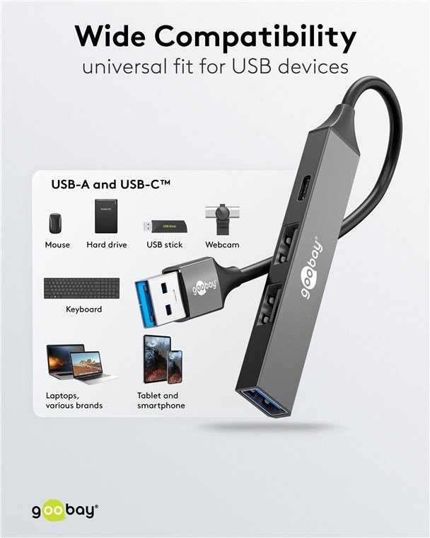 GOOBAY USB hub 74458, 4x θυρών, USB 3.2, 5Gbps, USB σύνδεση, γκρι - Image 4