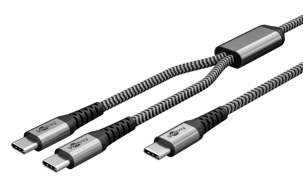 GOOBAY καλώδιο USB-C σε 2x USB-C 75739, 60W, 480Mbps, 1.5m, γκρι