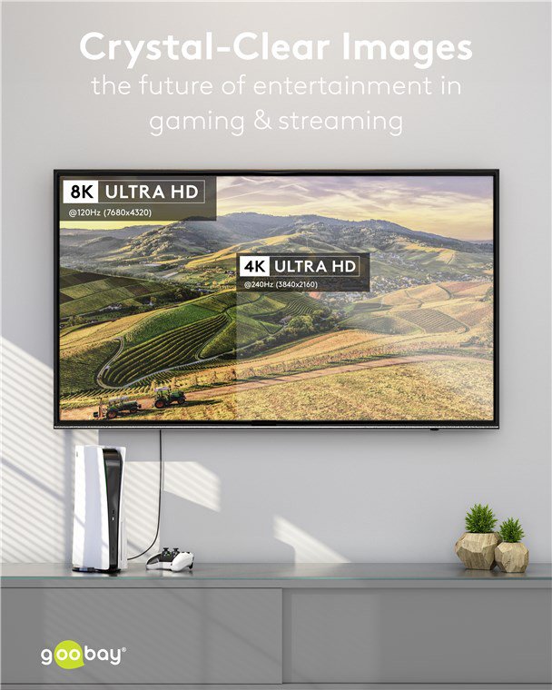 GOOBAY καλώδιο DisplayPort 77443, 8K/120Hz, 40 Gbps, 2m, μαύρο - Image 4