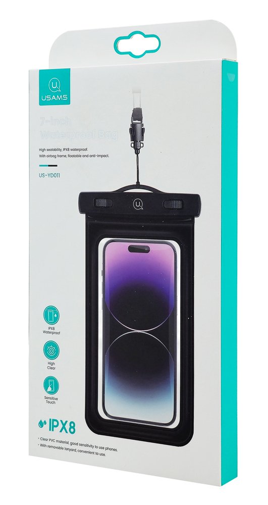 USAMS αδιάβροχη θήκη smartphone US-YD011, έως 7", IPX8, μαύρη - Image 6