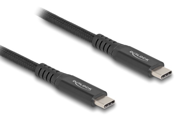 DELOCK καλώδιο USB-C 80024, 100W, 20 Gbps, 1m, USB4, E-Marker, μαύρο
