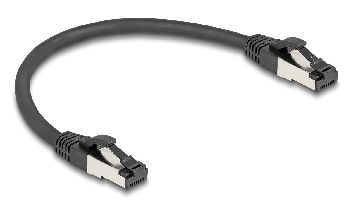 DELOCK καλώδιο δικτύου 80566, CAT 8.1 S/FTP, copper, 2000MHz, 0.25m, μαύρο