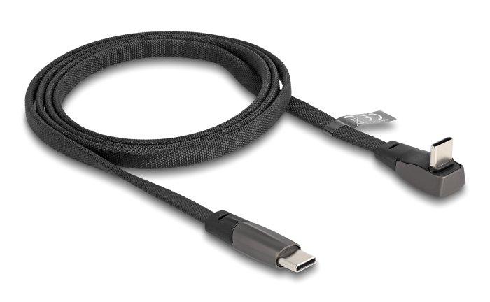 DELOCK καλώδιο USB-C 80751, 60W, flat, γωνιακό, 480 Mbps, 1m, μαύρο - Image 2