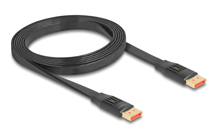DELOCK καλώδιο DisplayPort 81006, flat, 8K/60Hz 32.4 Gbps HDR, 2m, μαύρο - Image 2