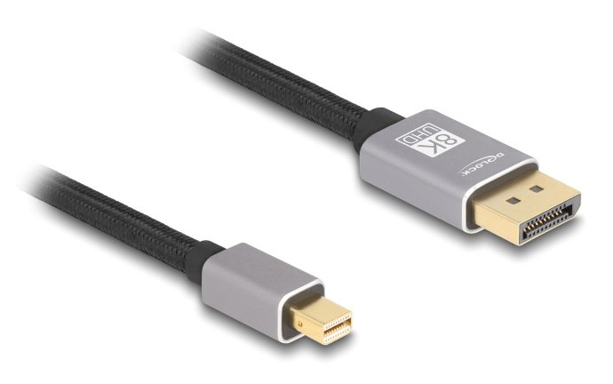 DELOCK καλώδιο mini DisplayPort σε DisplayPort 81091, 8K/60Hz, 32.4 Gbps, 1m, μαύρο