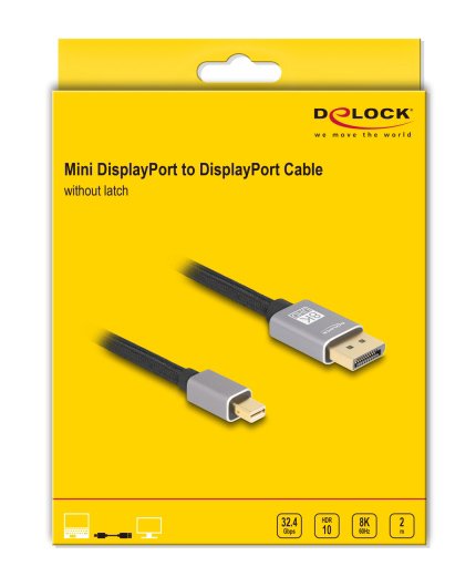 DELOCK καλώδιο mini DisplayPort σε DisplayPort 81092, 8K/60Hz, 32.4 Gbps, 2m, μαύρο - Image 3