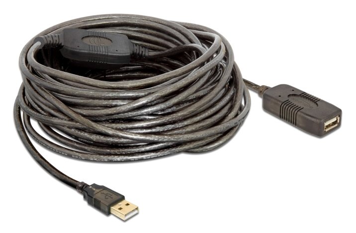 DELOCK καλώδιο USB 2.0 αρσενικό σε θηλυκό 82689, active, 15m, μαύρο