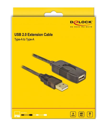 DELOCK καλώδιο USB 2.0 αρσενικό σε θηλυκό 82690, active, 20m, μαύρο - Image 3