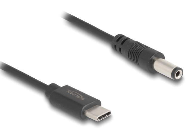 DELOCK καλώδιο USB-C σε DC 5.5 x 2.1mm 85397, 1m, μαύρο