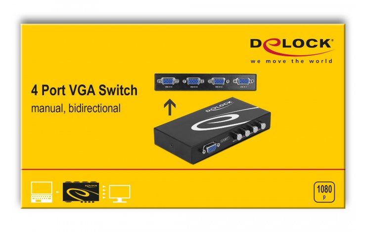 DELOCK VGA switch 87635, 4 σε 1, 1080p, bidirectional, μαύρο - Image 3