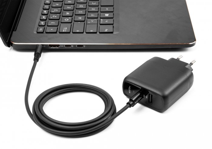 DELOCK καλώδιο τροφοδοσίας 87978, USB-C σε 5.5x2.5mm, 1.5m, μαύρο - Image 2