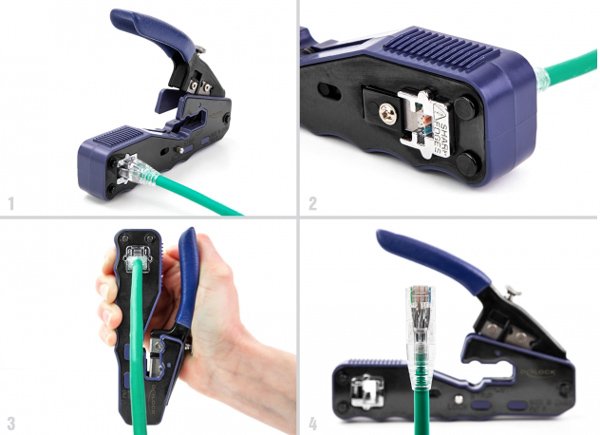 DELOCK πρέσα ακροδεκτών 90577 για καλώδια δικτύου RJ45/8P, με 2 λεπίδες - Image 2