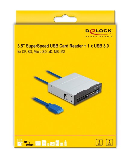 DELOCK USB 19-pin card reader 91759, CF/SD/micro SD/xD/MS/M2/USB, 5Gbps - Image 3