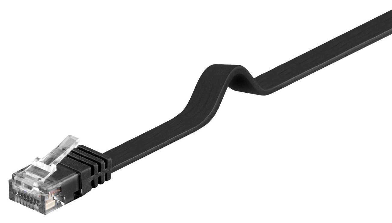 GOOBAY καλώδιο δικτύου 95381, CAT 6 U/UTP, flat, copper, 10m, μαύρο