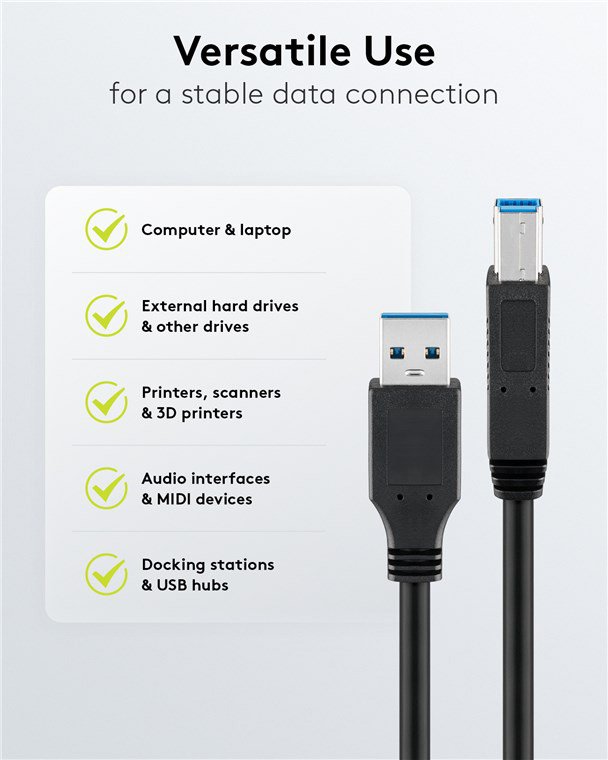 GOOBAY καλώδιο USB 3.0 σε USB Type B 95721, 0.25m, 5Gbps, μαύρο - Image 3
