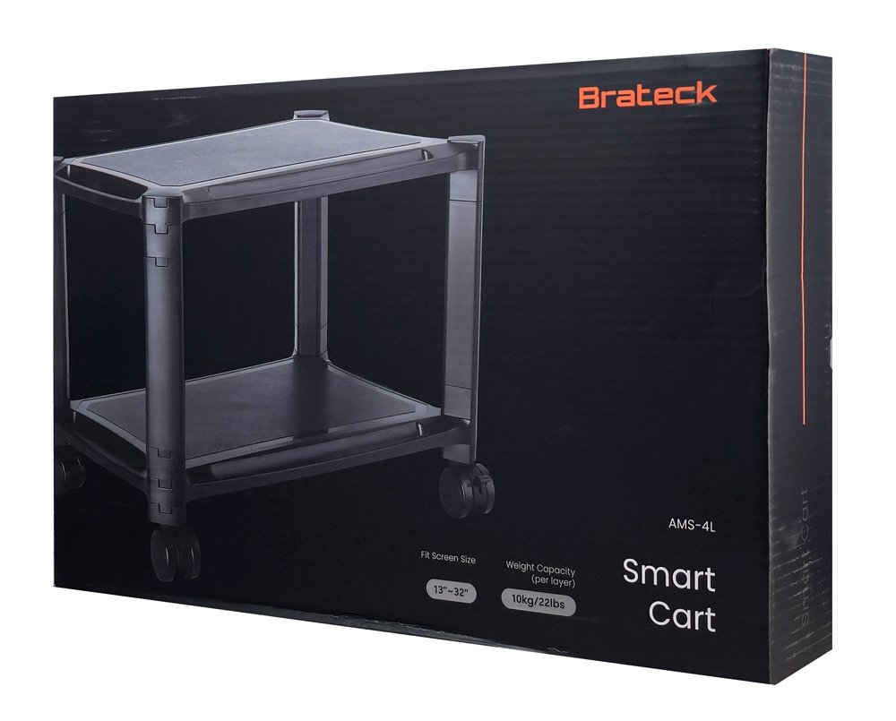 BRATECK ραφιέρα δαπέδου AMS-4L με ροδάκια, 2 ράφια, 50x33x37cm, έως 10kg, μαύρη - Image 6