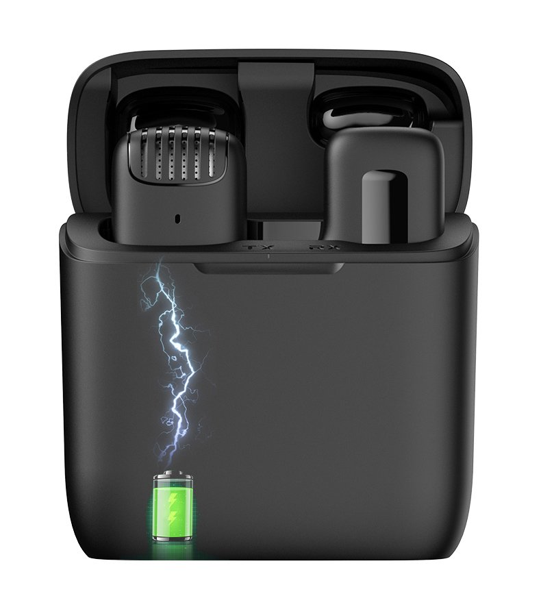 APEXEL ασύρματο μικρόφωνο APL-MIC013 με θήκη φόρτισης, Lightning, 2.4GHz, μαύρο - Image 6