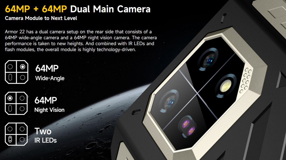 ULEFONE smartphone Armor 22, 6.58", 8/256GB, 6600mAh, IP68/IP69K, μαύρο - Image 9