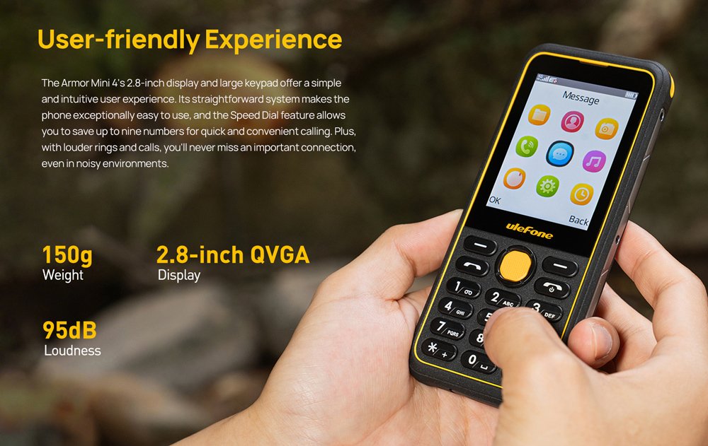 ULEFONE κινητό τηλέφωνο Armor Mini 4, IP68, 2.8", dual SIM, 4G, μαύρο - Image 5