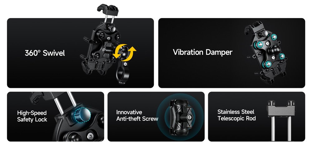 ULEFONE βάση ποδηλάτου για smartphone Armor Mount Pro AM01, μαύρη - Image 2