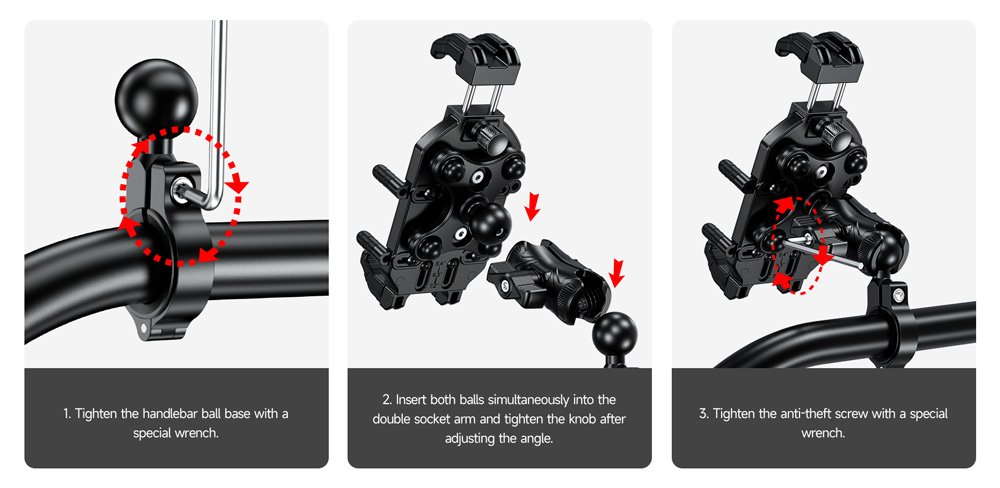 ULEFONE βάση ποδηλάτου για smartphone Armor Mount Pro AM01, μαύρη - Image 8