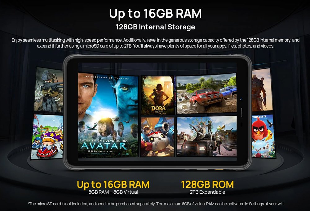 ULEFONE tablet Armor Pad Pro, 8", 8/256GB, 4G, 7650mAh, IP68/IP69K, μαύρο - Image 3