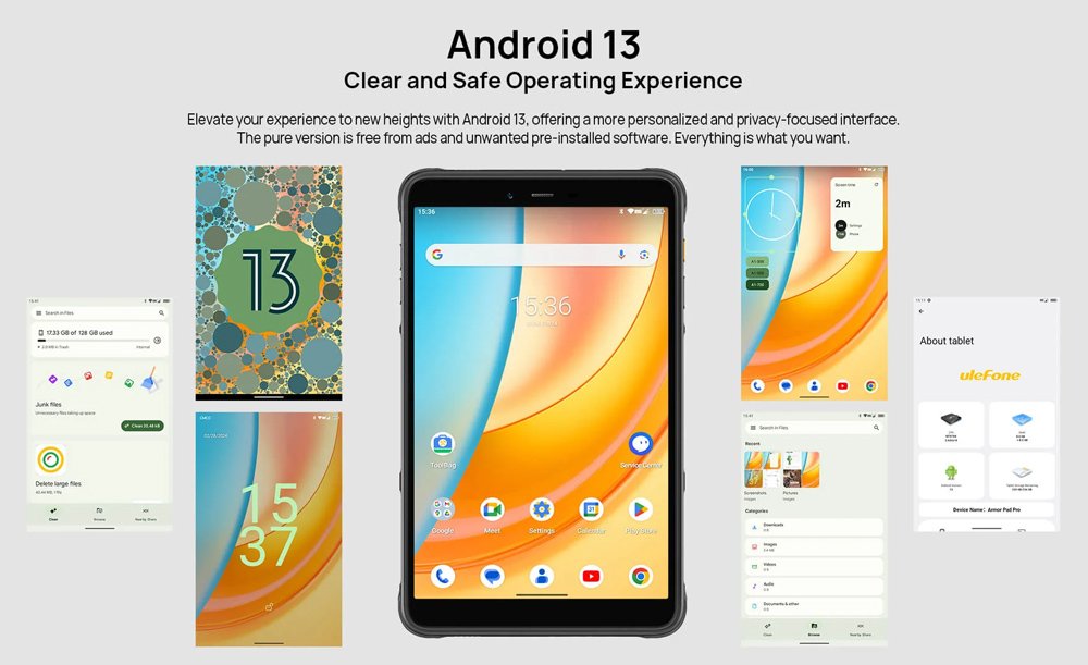 ULEFONE tablet Armor Pad Pro, 8", 8/256GB, 4G, 7650mAh, IP68/IP69K, μαύρο - Image 5