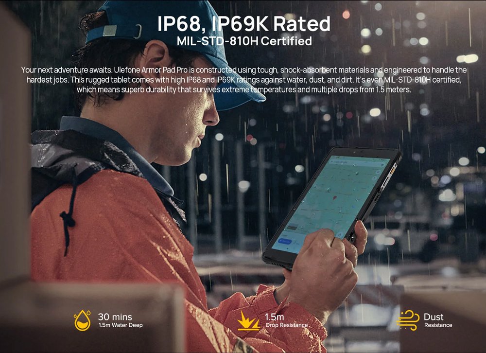 ULEFONE tablet Armor Pad Pro, 8", 8/256GB, 4G, 7650mAh, IP68/IP69K, μαύρο - Image 14