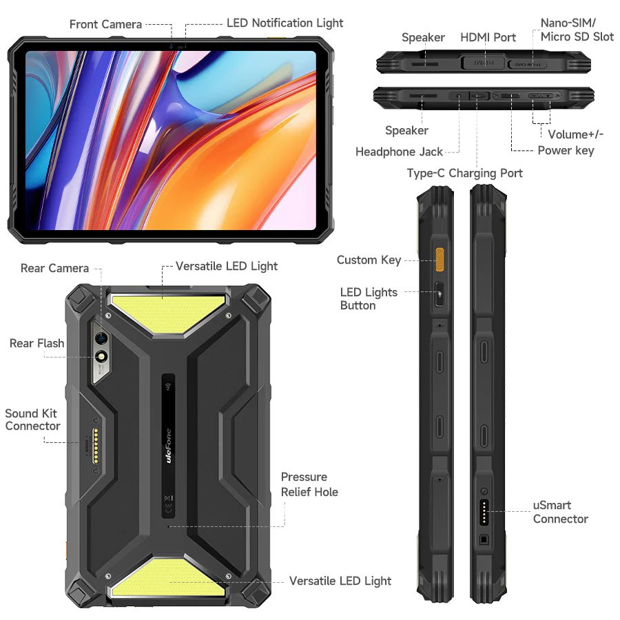 ULEFONE tablet Armor Pad 3 Pro, 10.36", 8/256GB, 33280mAh, 4G, μαύρο - Image 10