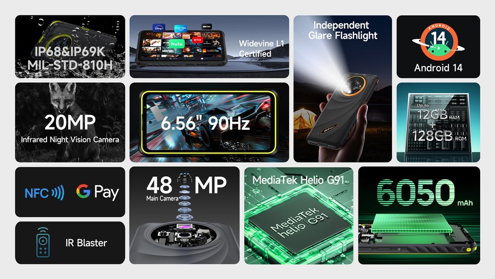 ULEFONE smartphone Armor X31, 6.56", 6/128GB, 6050mAh, IP68/IP69K, μαύρο - Image 2