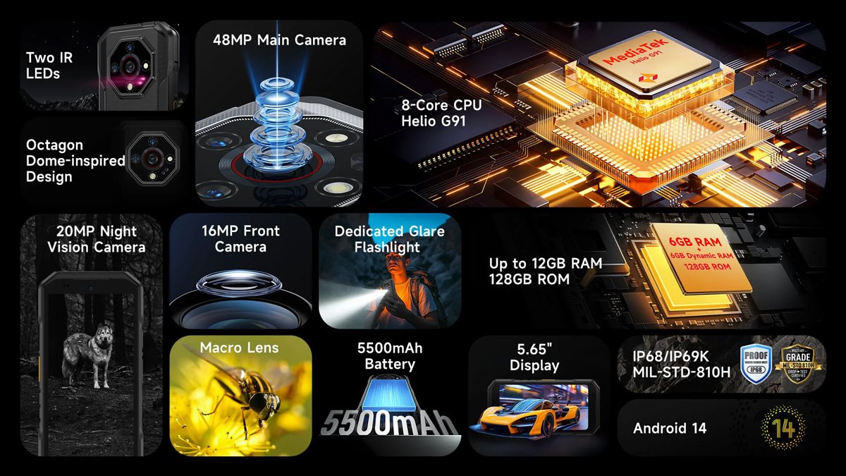 ULEFONE smartphone Armor X32, 5.65", 6/128GB, 5500mAh, IP68/IP69K, μαύρο - Image 9