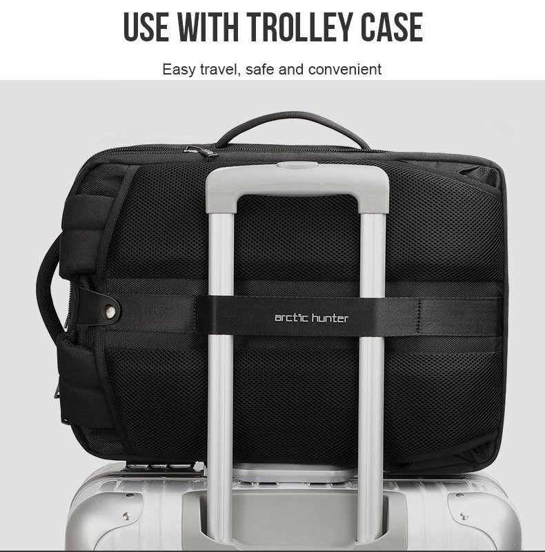 ARCTIC HUNTER τσάντα πλάτης B00345 με θήκη laptop 15.6", USB, 19-32L, μαύρη - Image 5