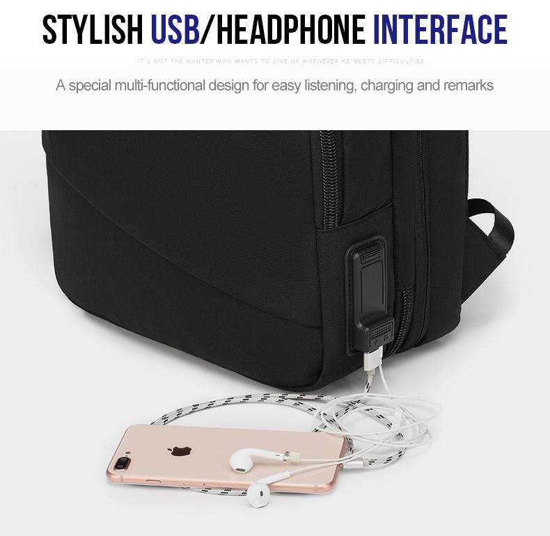 ARCTIC HUNTER τσάντα πλάτης B00345 με θήκη laptop 15.6", USB, 19-32L, μαύρη - Image 7