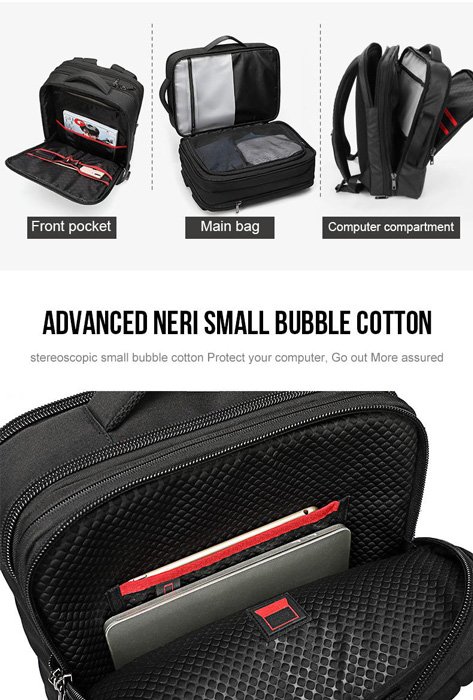 ARCTIC HUNTER τσάντα πλάτης B00345 με θήκη laptop 15.6", USB, 19-32L, μαύρη - Image 11