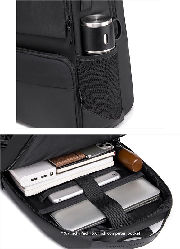 ARCTIC HUNTER τσάντα πλάτης B00532 με θήκη laptop 15.6", USB, 28L, γκρι - Image 2