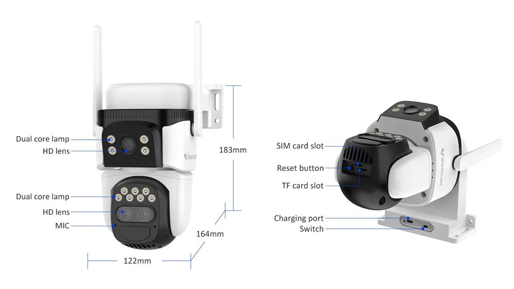 VSTARCAM smart ηλιακή κάμερα BG621TR, triple lens, 3MP, 4G, SD, PTZ, IP66 - Image 3