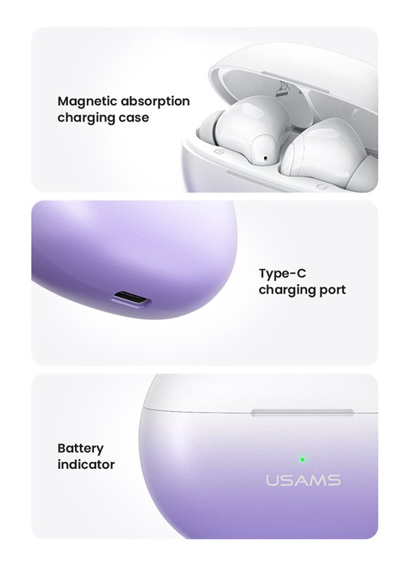 USAMS earphones με θήκη φόρτισης US-XD19, TWS, ENC, Φ13mm, μαύρα - Image 7