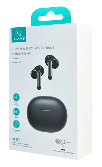 USAMS earphones με θήκη φόρτισης US-XD19, TWS, ENC, Φ13mm, μαύρα - Image 8