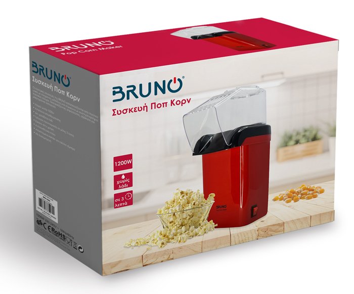 BRUNO συσκευή παρασκευής ποπ-κορν BRN-0085, 1200W, κόκκινη - Image 3