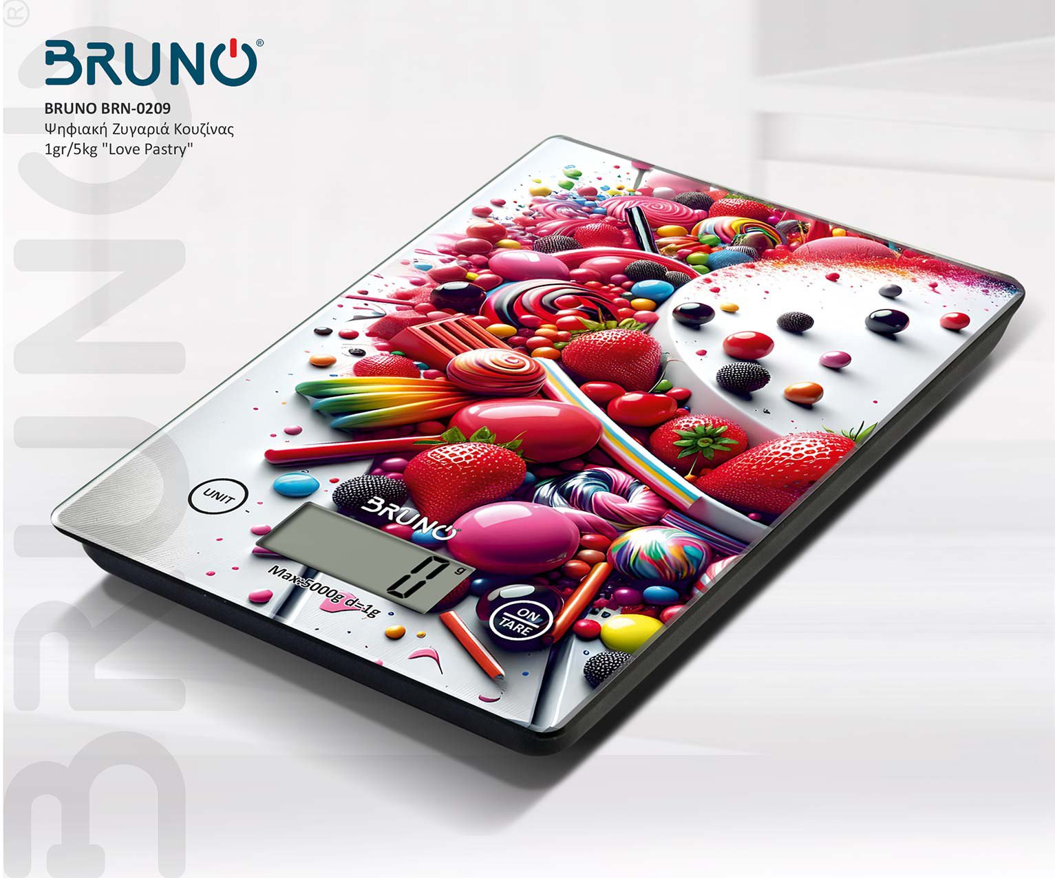 BRUNO ψηφιακή ζυγαριά κουζίνας BRN-0209, 1gr/5kg, Love Pastry - Image 5
