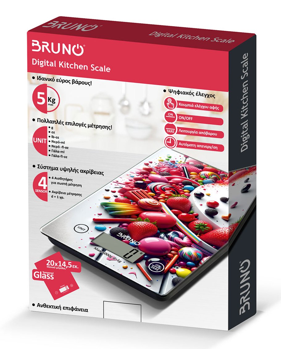 BRUNO ψηφιακή ζυγαριά κουζίνας BRN-0209, 1gr/5kg, Love Pastry - Image 6