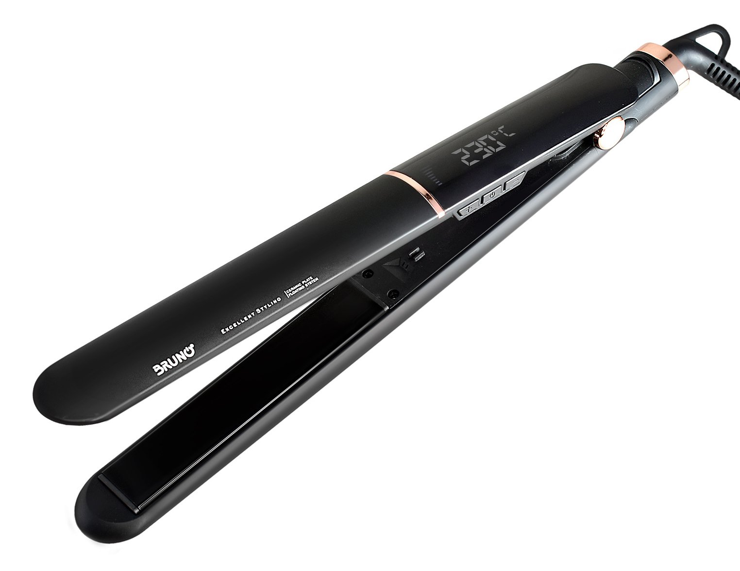BRUNO ισιωτική πρέσα μαλλιών BRN-0219 με κεραμικές πλάκες, 50W, ψηφιακή ένδειξη, black-copper