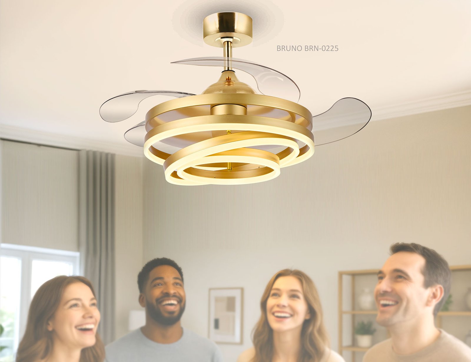 BRUNO ανεμιστήρας οροφής με LED φως BRN-0225, AC 122W, 42", Φ107x47εκ, χρυσός - Image 6