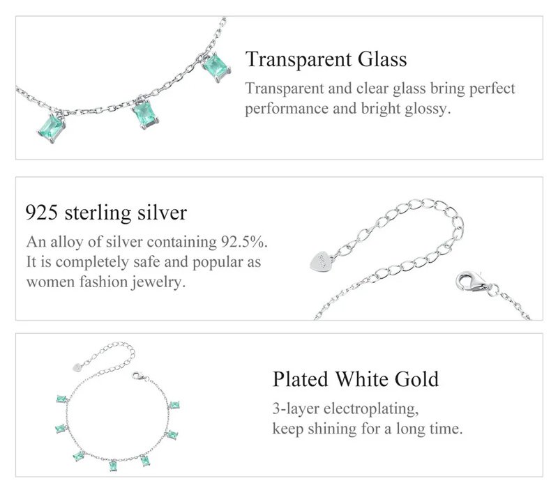 BAMOER βραχιόλι BSB168 με διάφανα κρύσταλλα, ασήμι 925, ασημί/βεραμάν - Image 4