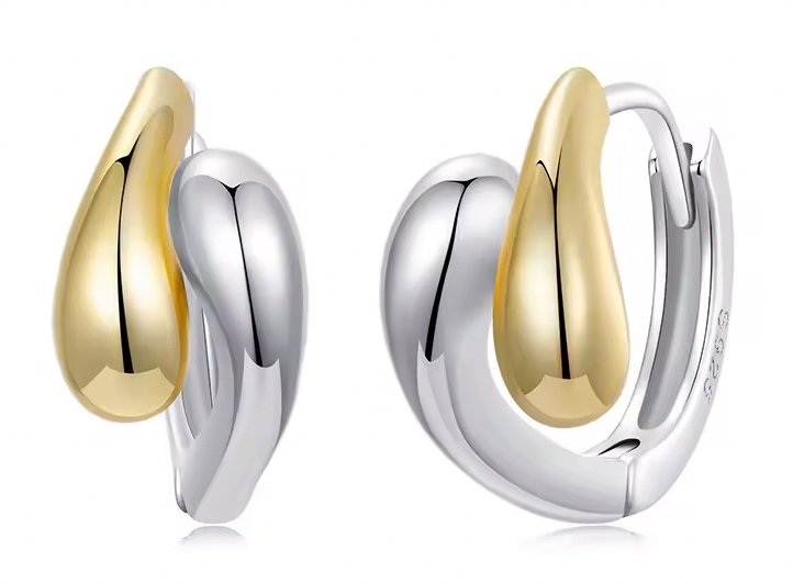 BAMOER σκουλαρίκια κρίκοι BSE1139, ασήμι 925, χρυσό/ασημί