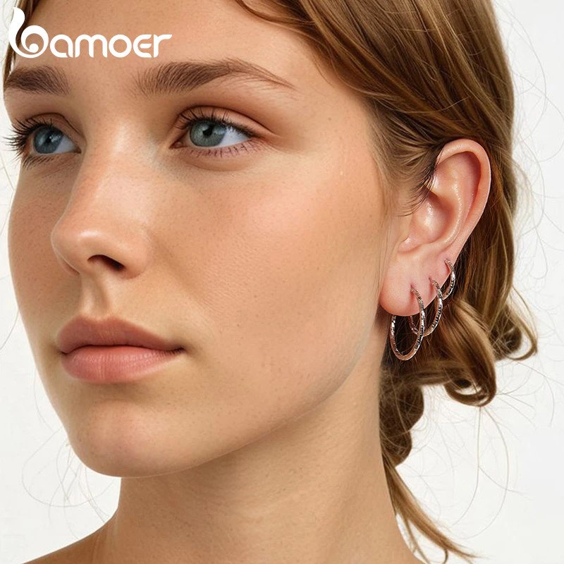 BAMOER σκουλαρίκια κρίκοι BSE1178-M, ασήμι 925, 2.1cm, ασημί - Image 2