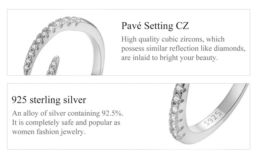 BAMOER δαχτυλίδι BSR470-AE, κυβική ζιρκόνια, ανοιγόμενο, ασήμι 925 ασημί - Image 4