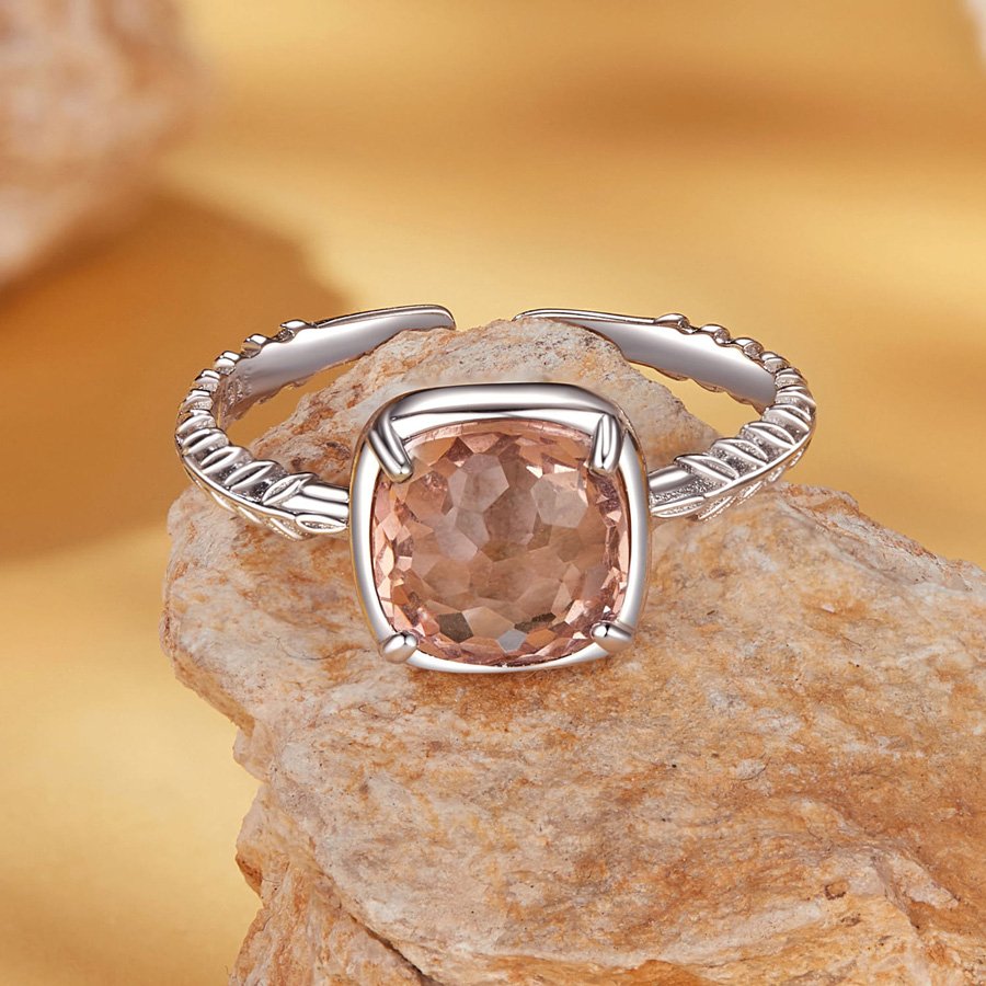 BAMOER δαχτυλίδι BSR598-E με ροζ διάφανο κρύσταλλο, ανοιγόμενο, ασήμι 925, ασημί - Image 3