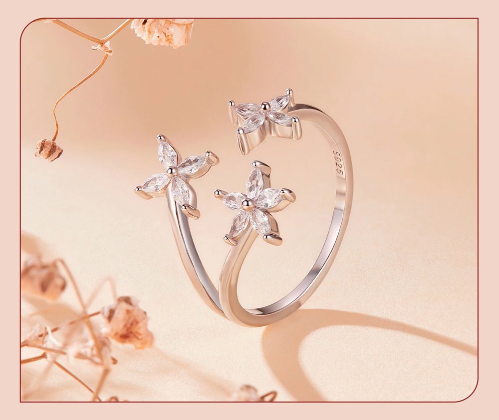 BAMOER δαχτυλίδι BSR710-E με κυβική ζιρκόνια, ανοιγόμενο, ασήμι 925, ασημί - Image 3